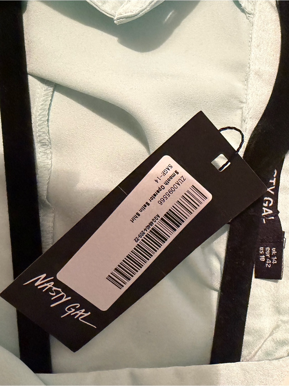 Nasty Gal light blue satin button down NWT